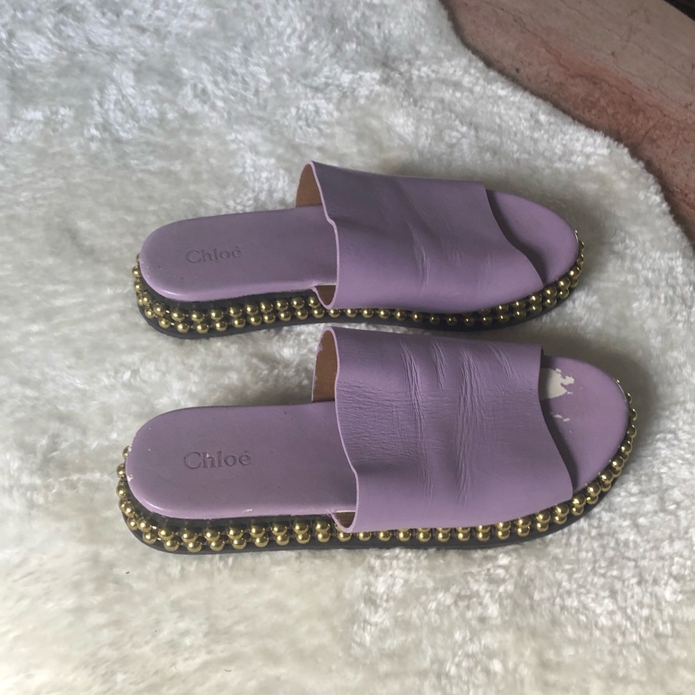 Chloe Beaded Purple Slide Sandals